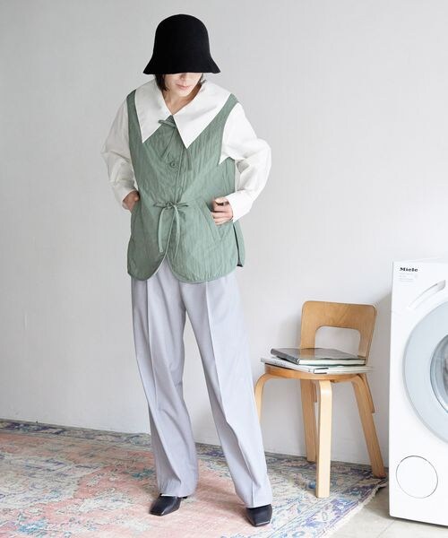 LOWRYS FARM(ローリーズファーム)の「スタイルUPハイウエストワイドパンツ(パンツ・レディース・アイボリー08/ブラック09/グレー15/グリーン72・WEB限定XS/S/M/L)」の16枚目の写真