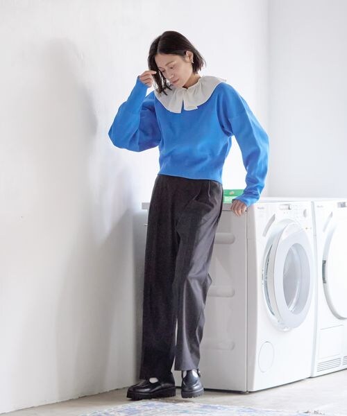 LOWRYS FARM(ローリーズファーム)の「スタイルUPハイウエストワイドパンツ(パンツ・レディース・アイボリー08/ブラック09/グレー15/グリーン72・WEB限定XS/S/M/L)」の9枚目の写真