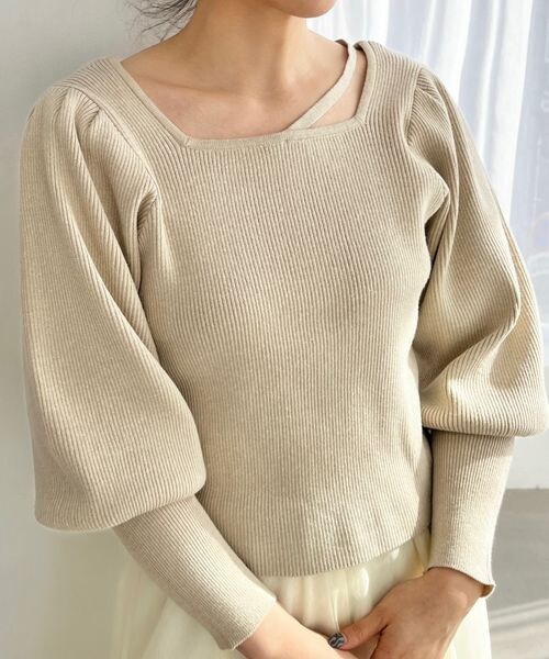 LOWRYS FARM（ローリーズファーム）の「パワショルニットプルオーバーロングスリーブ（トップス・アイボリー08/ブラック09/ピンク25/ベージュ52・FREE）」の4枚目の写真