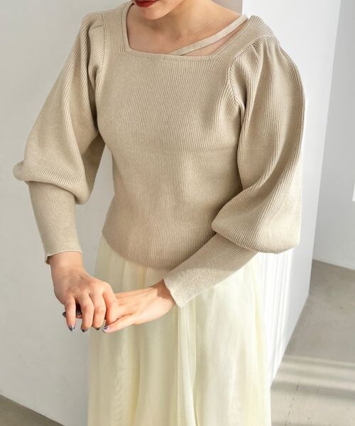 LOWRYS FARM（ローリーズファーム）の「パワショルニットプルオーバーロングスリーブ（トップス・アイボリー08/ブラック09/ピンク25/ベージュ52・FREE）」の3枚目の写真