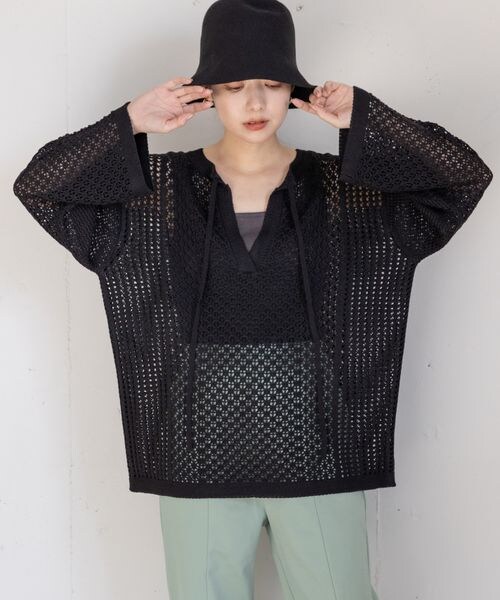 LOWRYS FARM（ローリーズファーム）の「２ＷＡＹキリカエメッシュＬＳ（トップス・アイボリー08/ブラック09/グリーン75・FREE）」の2枚目の写真