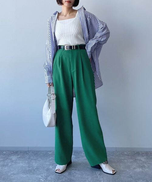 PAGEBOY（ページボーイ）の「デザインリブニットタンク（トップス・オフホワイト05/ブラック09/チャコールグレー15/コーラル32/【NEW】ハニー63/ターコイズ79・FREE）」の7枚目の写真