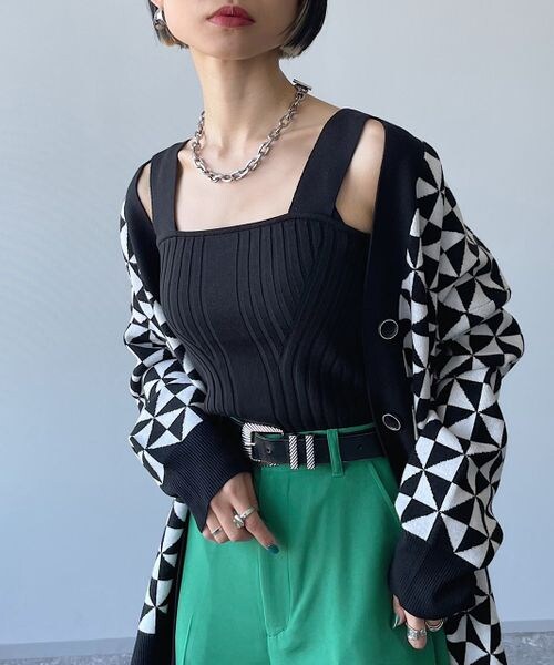 PAGEBOY（ページボーイ）の「デザインリブニットタンク（トップス・オフホワイト05/ブラック09/チャコールグレー15/コーラル32/【NEW】ハニー63/ターコイズ79・FREE）」の9枚目の写真