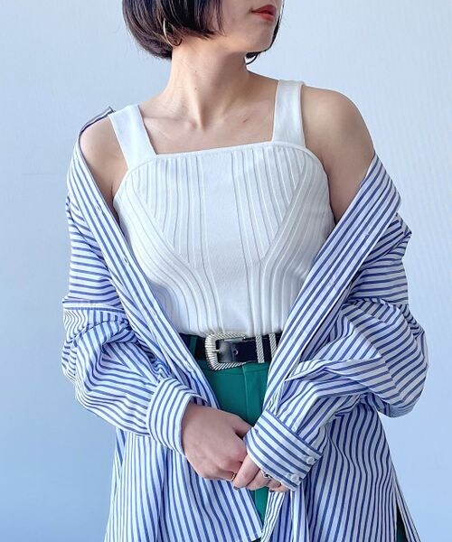 PAGEBOY（ページボーイ）の「デザインリブニットタンク（トップス・オフホワイト05/ブラック09/チャコールグレー15/コーラル32/【NEW】ハニー63/ターコイズ79・FREE）」の4枚目の写真