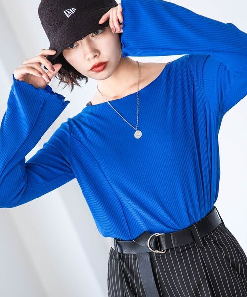 PAGEBOY（ページボーイ）の「ボートネックテレコプルオーバー（トップス・オフホワイト05/ブラック09/ブルー86・F）」の15枚目の写真