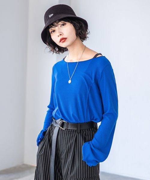 PAGEBOY（ページボーイ）の「ボートネックテレコプルオーバー（トップス・オフホワイト05/ブラック09/ブルー86・F）」の17枚目の写真