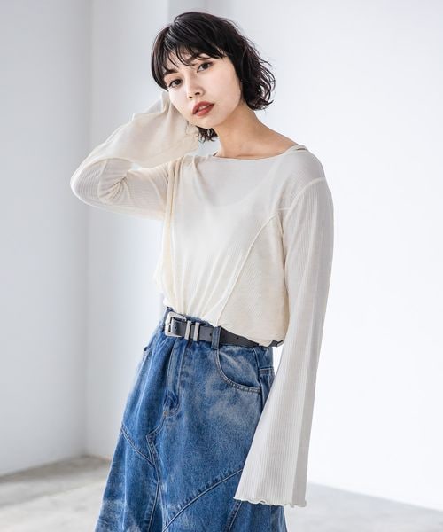 PAGEBOY（ページボーイ）の「ボートネックテレコプルオーバー（トップス・オフホワイト05/ブラック09/ブルー86・F）」の3枚目の写真