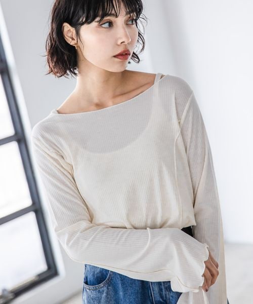 PAGEBOY（ページボーイ）の「ボートネックテレコプルオーバー（トップス・オフホワイト05/ブラック09/ブルー86・F）」の6枚目の写真