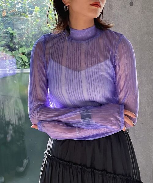 PAGEBOY（ページボーイ）の「ラメシアープリーツプルオーバー（トップス・オフホワイト05/ブラック09/ラベンダー92・F）」の7枚目の写真