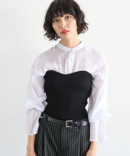 PAGEBOY（ページボーイ）の「リブコルセットビスチェ（トップス・オフホワイト05/ブラック09/グレー15・F）」の12枚目の写真