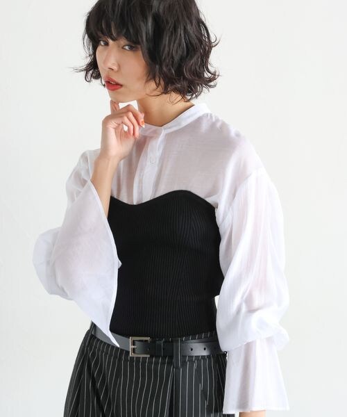 PAGEBOY（ページボーイ）の「リブコルセットビスチェ（トップス・オフホワイト05/ブラック09/グレー15・F）」の7枚目の写真