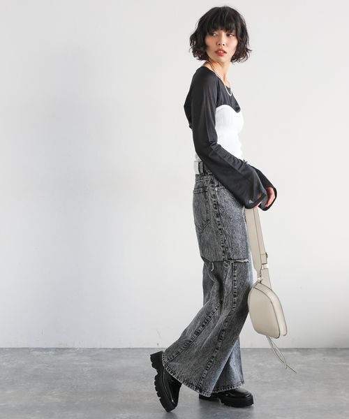 PAGEBOY（ページボーイ）の「リブコルセットビスチェ（トップス・オフホワイト05/ブラック09/グレー15・F）」の6枚目の写真