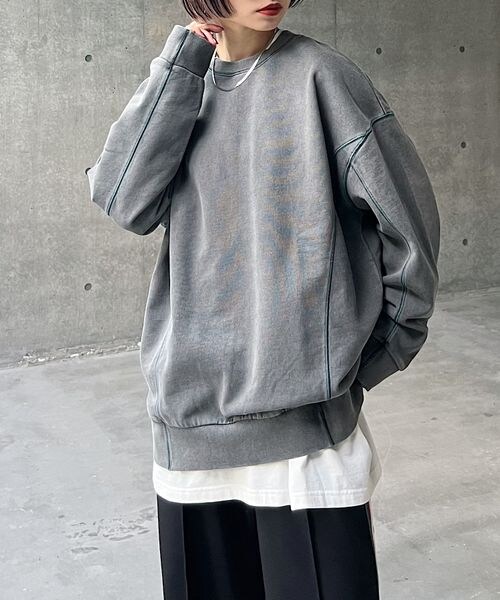 PAGEBOY（ページボーイ）の「カラーステッチBIGスウェット（トップス・オフホワイト05/チャコール18/オートミール50/ラベンダー92・F）」の8枚目の写真