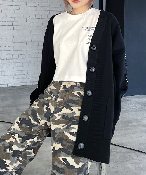 PAGEBOY（ページボーイ）の「WジャガードアソートVカーディガン（トップス・モノトーン柄01/ブラック09/ブルー柄80・F）」の8枚目の写真