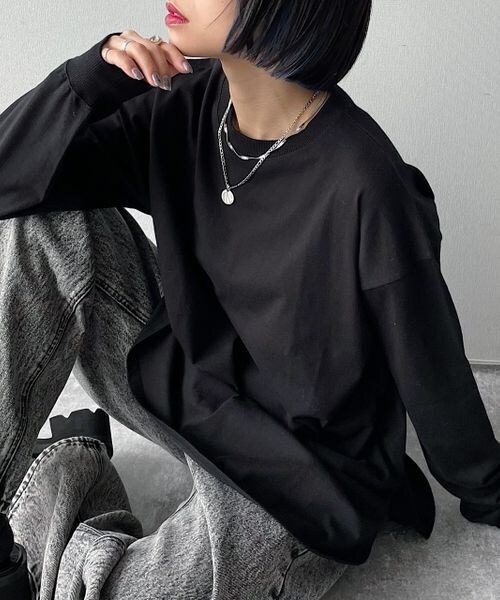 PAGEBOY（ページボーイ）の「ルーズロンT（トップス・オフホワイト05/ブラック09・F）」の5枚目の写真