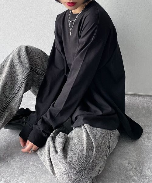 PAGEBOY（ページボーイ）の「ルーズロンT（トップス・オフホワイト05/ブラック09・F）」の2枚目の写真