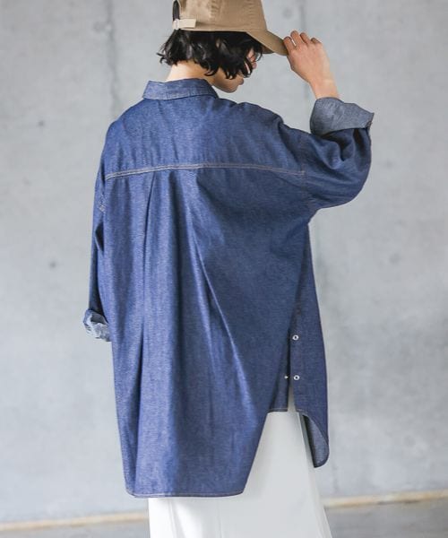 PAGEBOY（ページボーイ）の「デニムスナップルーズシャツ（トップス・ブラックケミカル08/ブルー82/インディゴ87・F）」の17枚目の写真