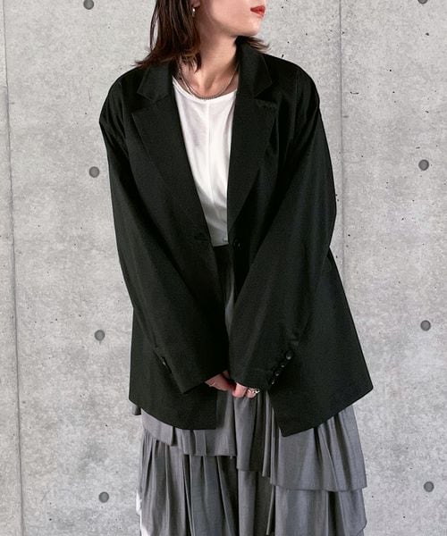 PAGEBOY（ページボーイ）の「ボクシージャケット（ジャケット/アウター・レディース・ピンストライプ08/ブラック09/グレージュ12・F）」の11枚目の写真