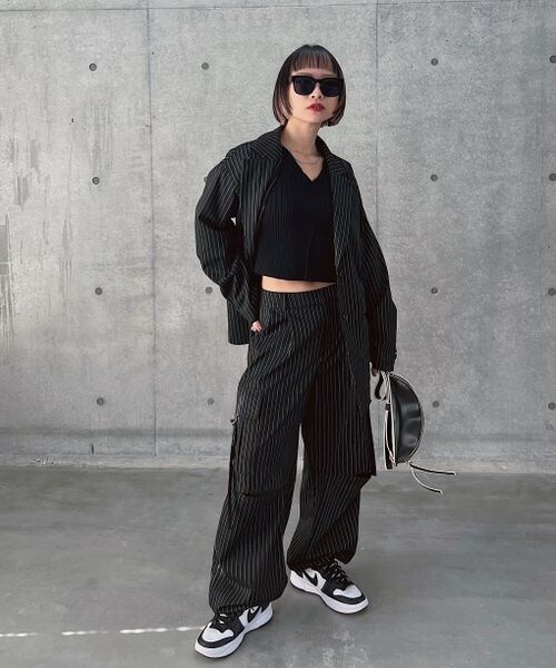 PAGEBOY（ページボーイ）の「ボクシージャケット（ジャケット/アウター・レディース・ピンストライプ08/ブラック09/グレージュ12・F）」の10枚目の写真