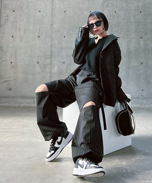 PAGEBOY（ページボーイ）の「ボクシージャケット（ジャケット/アウター・レディース・ピンストライプ08/ブラック09/グレージュ12・F）」の7枚目の写真