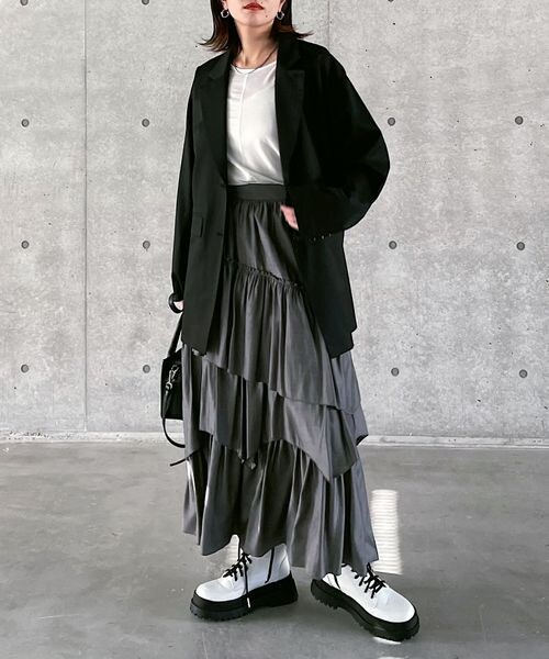 PAGEBOY（ページボーイ）の「ボクシージャケット（ジャケット/アウター・レディース・ピンストライプ08/ブラック09/グレージュ12・F）」の12枚目の写真