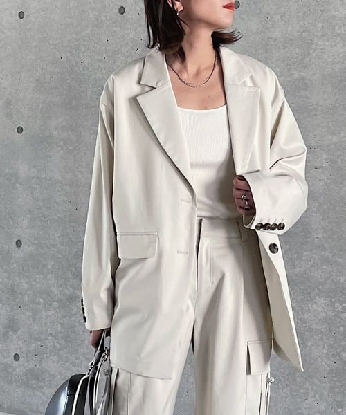 PAGEBOY（ページボーイ）の「ボクシージャケット（ジャケット/アウター・レディース・ピンストライプ08/ブラック09/グレージュ12・F）」の18枚目の写真