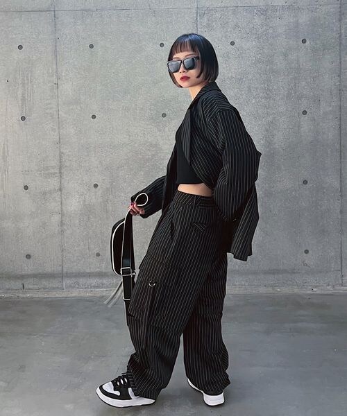 PAGEBOY（ページボーイ）の「ボクシージャケット（ジャケット/アウター・レディース・ピンストライプ08/ブラック09/グレージュ12・F）」の9枚目の写真