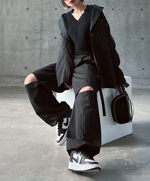 PAGEBOY（ページボーイ）の「ボクシージャケット（ジャケット/アウター・レディース・ピンストライプ08/ブラック09/グレージュ12・F）」の8枚目の写真