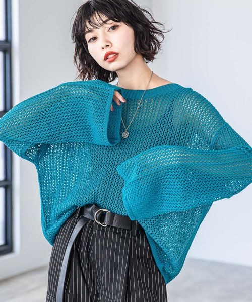 PAGEBOY（ページボーイ）の「レーシーメッシュニットプルオーバー（トップス・オフホワイト05/ブラック09/ミント81・F）」の3枚目の写真