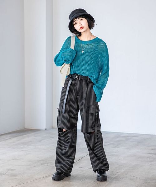 PAGEBOY（ページボーイ）の「レーシーメッシュニットプルオーバー（トップス・オフホワイト05/ブラック09/ミント81・F）」の15枚目の写真