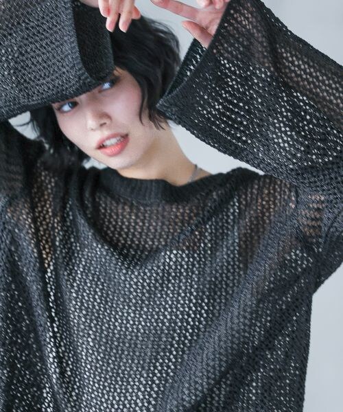 PAGEBOY（ページボーイ）の「レーシーメッシュニットプルオーバー（トップス・オフホワイト05/ブラック09/ミント81・F）」の9枚目の写真