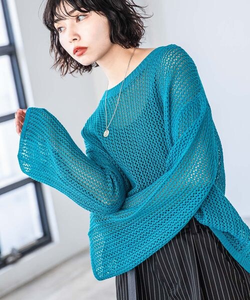 PAGEBOY（ページボーイ）の「レーシーメッシュニットプルオーバー（トップス・オフホワイト05/ブラック09/ミント81・F）」の11枚目の写真