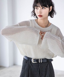 PAGEBOY | レーシーメッシュニットプルオーバー(トップス)