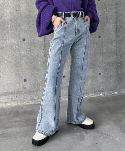 PAGEBOY（ページボーイ）の「フロントラインジーンズ（パンツ・オフホワイト05/ブラック09/ブルーケミカル82/インディゴブルー87・24inch/25inch/26inch/27inch/28inch）」の3枚目の写真