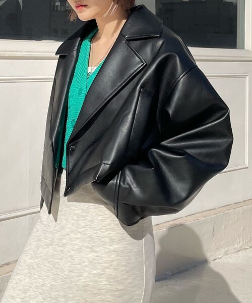 PAGEBOY（ページボーイ）の「エコレザーショートライダース（ジャケット/アウター・レディース・ブラック09・F）」の3枚目の写真