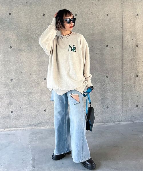 PAGEBOY（ページボーイ）の「クラックカレッジBIGスウェット（トップス・ブラック09/オートミール50/ターコイズ79・F）」の16枚目の写真