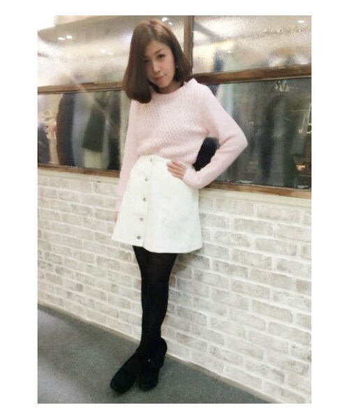 PAGEBOY（ページボーイ）の「フロントボタン台形スカート（スカート・レディース・オフホワイト/オフホワイト系/カーキ/インディゴ）」の13枚目の写真