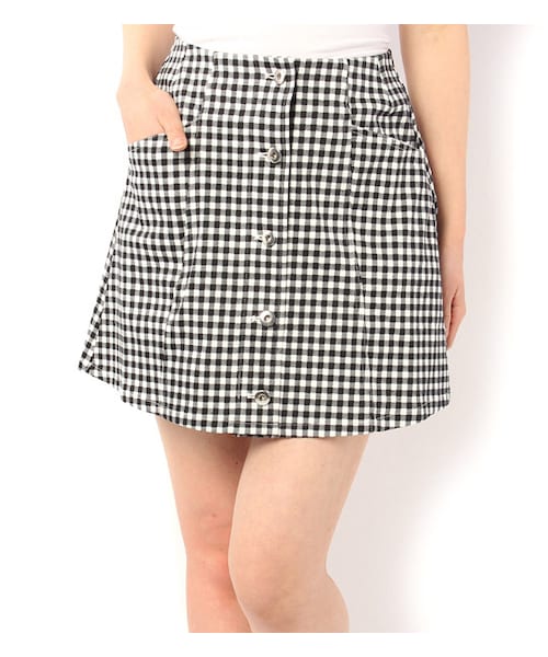 PAGEBOY（ページボーイ）の「フロントボタン台形スカート（スカート・レディース・オフホワイト/オフホワイト系/カーキ/インディゴ）」の2枚目の写真