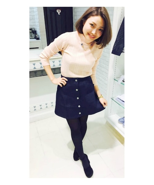 PAGEBOY（ページボーイ）の「フロントボタン台形スカート（スカート・レディース・オフホワイト/オフホワイト系/カーキ/インディゴ）」の14枚目の写真