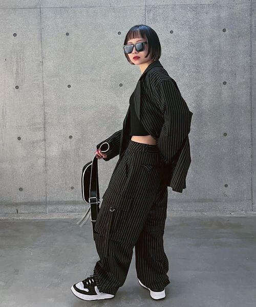 PAGEBOY（ページボーイ）の「ローライズカーゴパンツ（パンツ・レディース・ピンストライプ08/ブラック09/グレージュ12・F）」の8枚目の写真