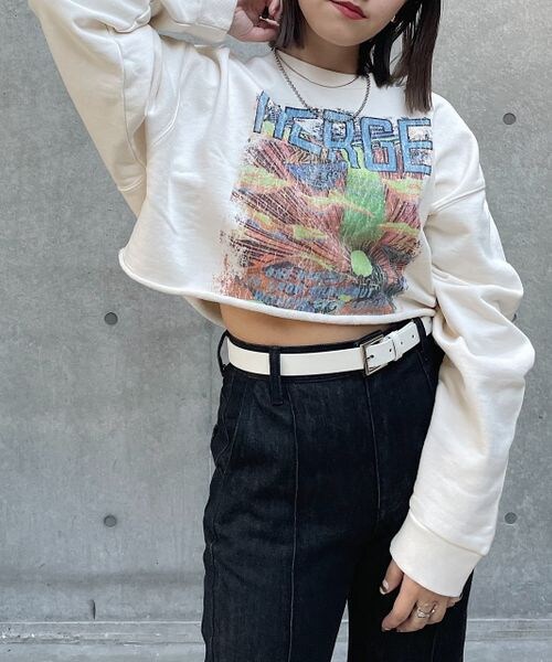 PAGEBOY（ページボーイ）の「ショートロックスウェット（トップス・レディース・オフホワイト05/チャコール18/ピンク25・F）」の3枚目の写真