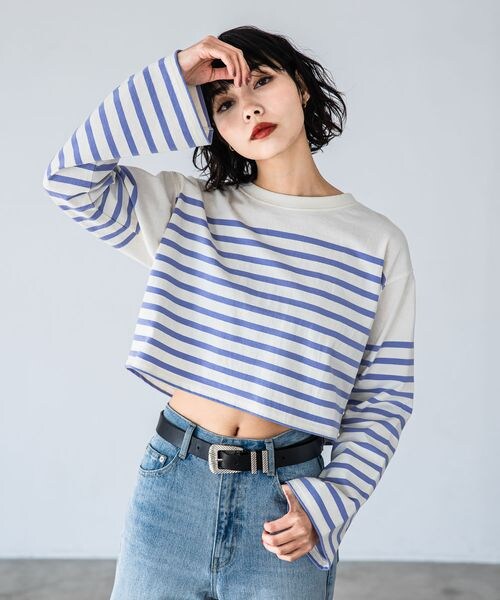 PAGEBOY（ページボーイ）の「パネルボーダーショートロンT（トップス・レディース・ブラック09/ピンク25/ラベンダー92・F）」の12枚目の写真