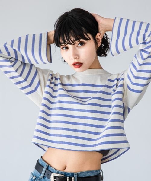 PAGEBOY（ページボーイ）の「パネルボーダーショートロンT（トップス・レディース・ブラック09/ピンク25/ラベンダー92・F）」の9枚目の写真