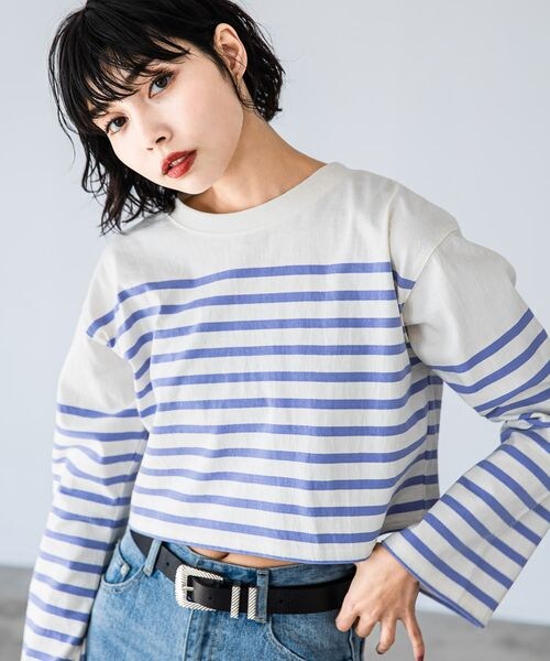 PAGEBOY（ページボーイ）の「パネルボーダーショートロンT（トップス・レディース・ブラック09/ピンク25/ラベンダー92・F）」の11枚目の写真