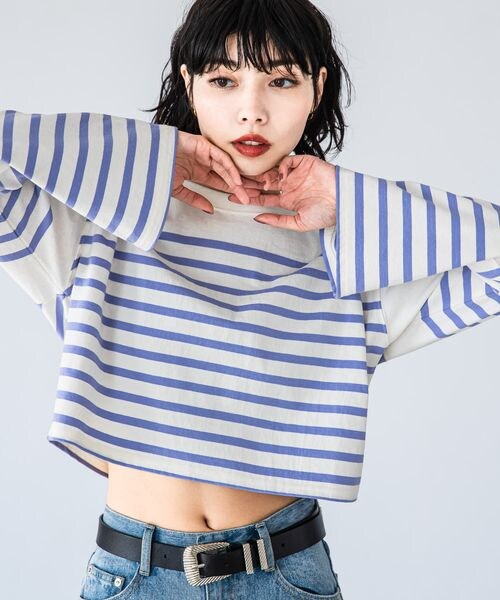 PAGEBOY（ページボーイ）の「パネルボーダーショートロンT（トップス・レディース・ブラック09/ピンク25/ラベンダー92・F）」の3枚目の写真