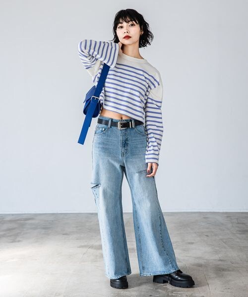 PAGEBOY（ページボーイ）の「パネルボーダーショートロンT（トップス・レディース・ブラック09/ピンク25/ラベンダー92・F）」の14枚目の写真