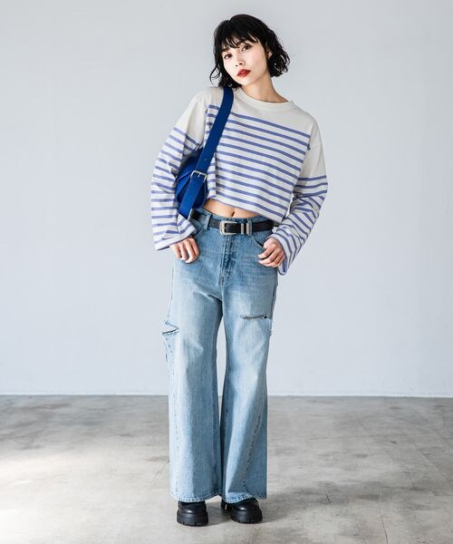 PAGEBOY（ページボーイ）の「パネルボーダーショートロンT（トップス・レディース・ブラック09/ピンク25/ラベンダー92・F）」の13枚目の写真