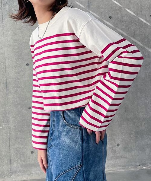 PAGEBOY（ページボーイ）の「パネルボーダーショートロンT（トップス・レディース・ブラック09/ピンク25/ラベンダー92・F）」の8枚目の写真