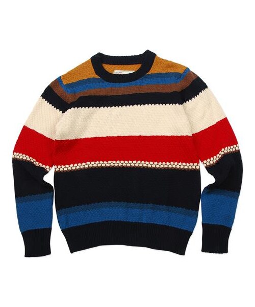 grn(ジーアールエヌ)の「多彩橫紋針織上衣(その他・メンズ・咖啡/藍・S/M)」の4枚目の写真