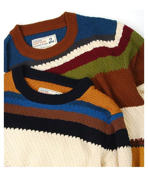 grn(ジーアールエヌ)の「多彩橫紋針織上衣(その他・メンズ・咖啡/藍・S/M)」の2枚目の写真